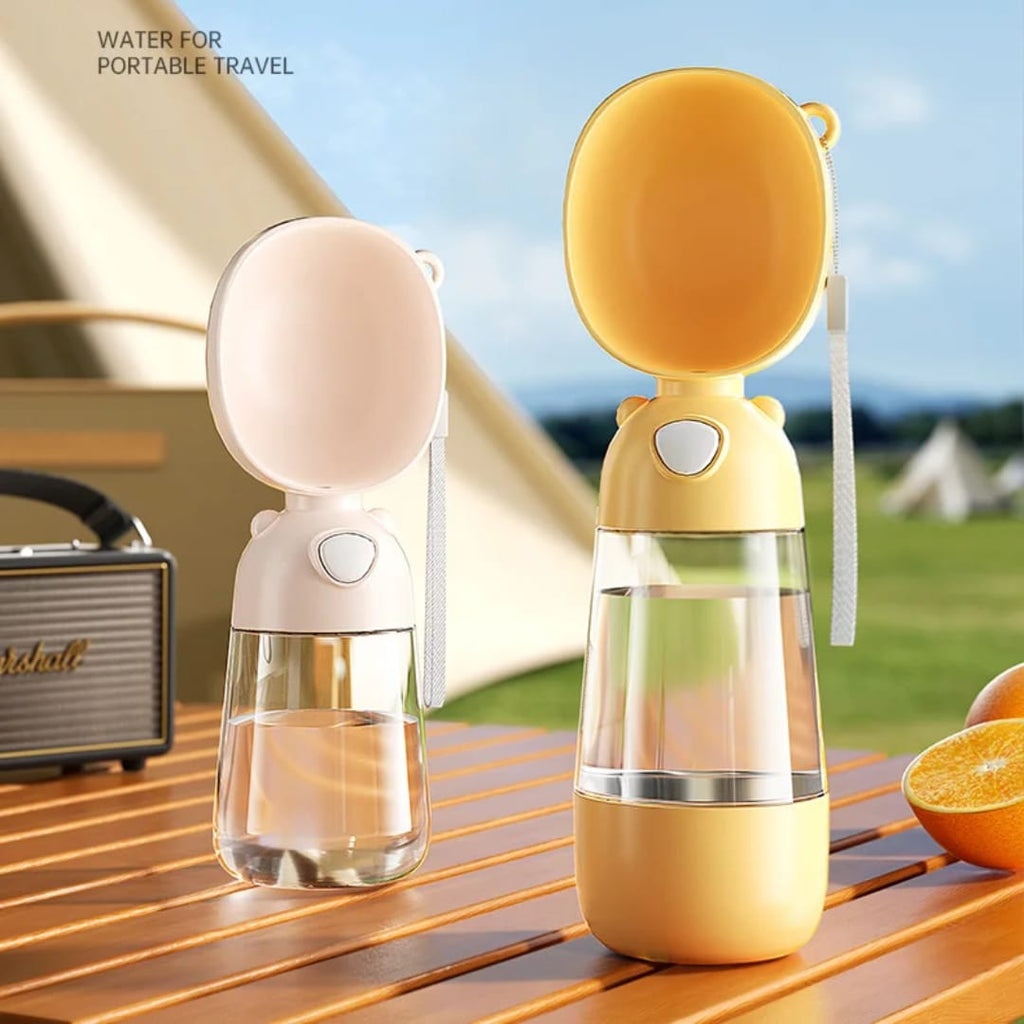 Portable Pet Water Bottle with Food Container | Travel Dog & Cat Water Dispenser | 2-in-1 On-the-Go Pet Care Bottle