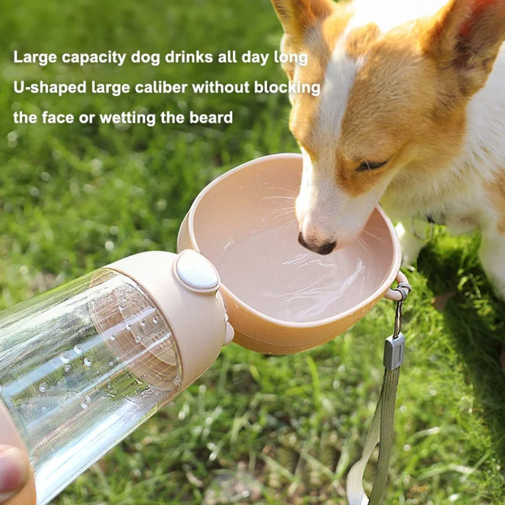Portable Pet Water Bottle with Food Container | Travel Dog & Cat Water Dispenser | 2-in-1 On-the-Go Pet Care Bottle