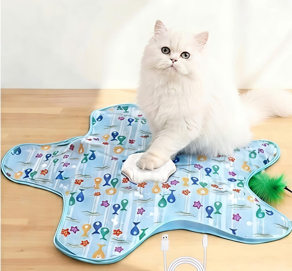 Interactive Cat Play Toy Mat 3-Style (Fish Duck Graffiti) | Motorized Pet Toy w/ 500-1200mAh Battery