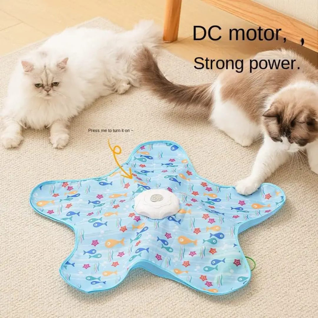 Interactive Cat Play Toy Mat 3-Style (Fish Duck Graffiti) | Motorized Pet Toy w/ 500-1200mAh Battery