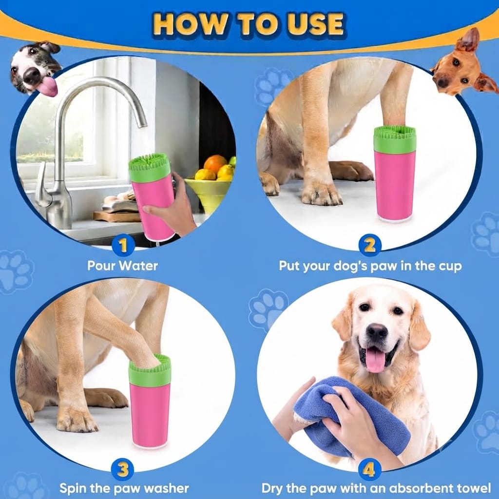 Pet Paw Cleaner Cup - Dog & Cat Foot Wash Brush