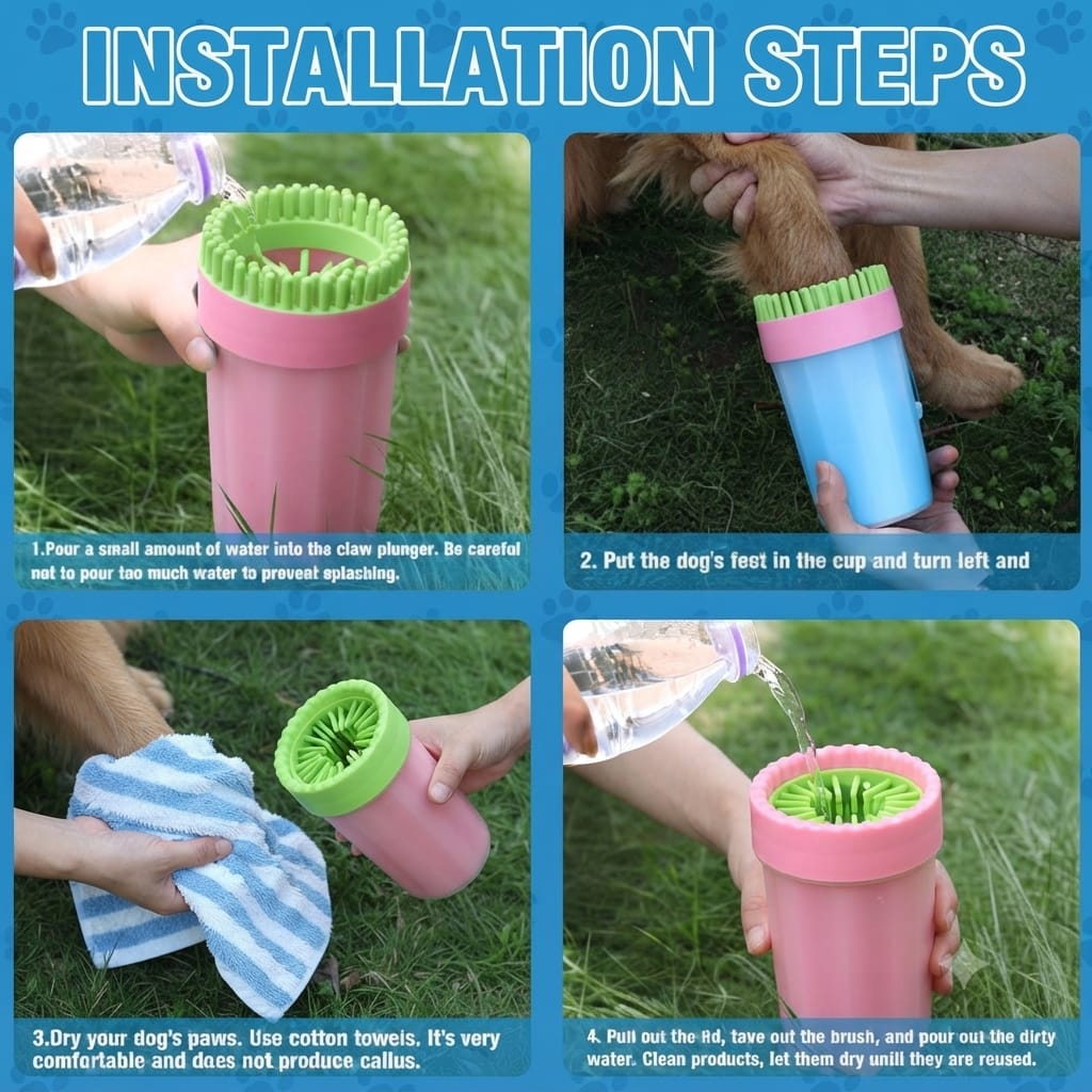 Pet Paw Cleaner Cup - Dog & Cat Foot Wash Brush
