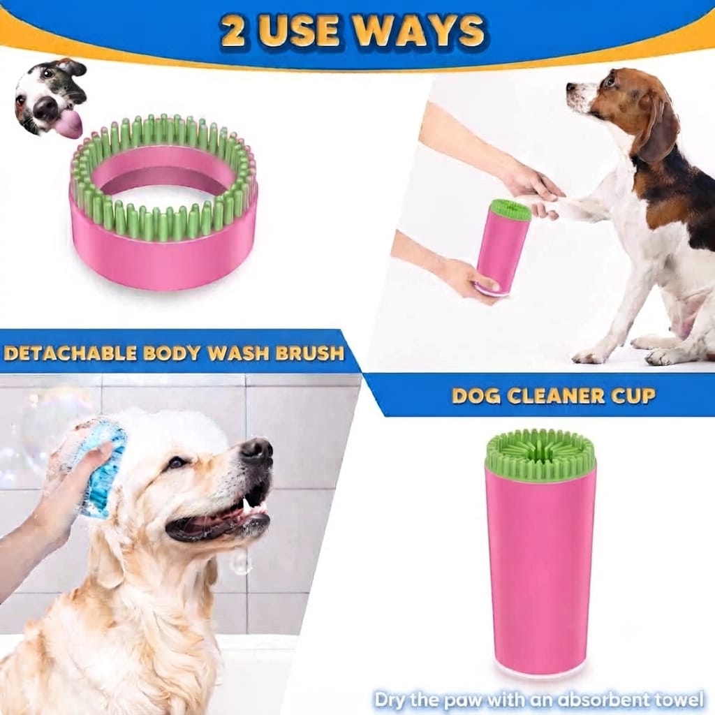 Pet Paw Cleaner Cup - Dog & Cat Foot Wash Brush