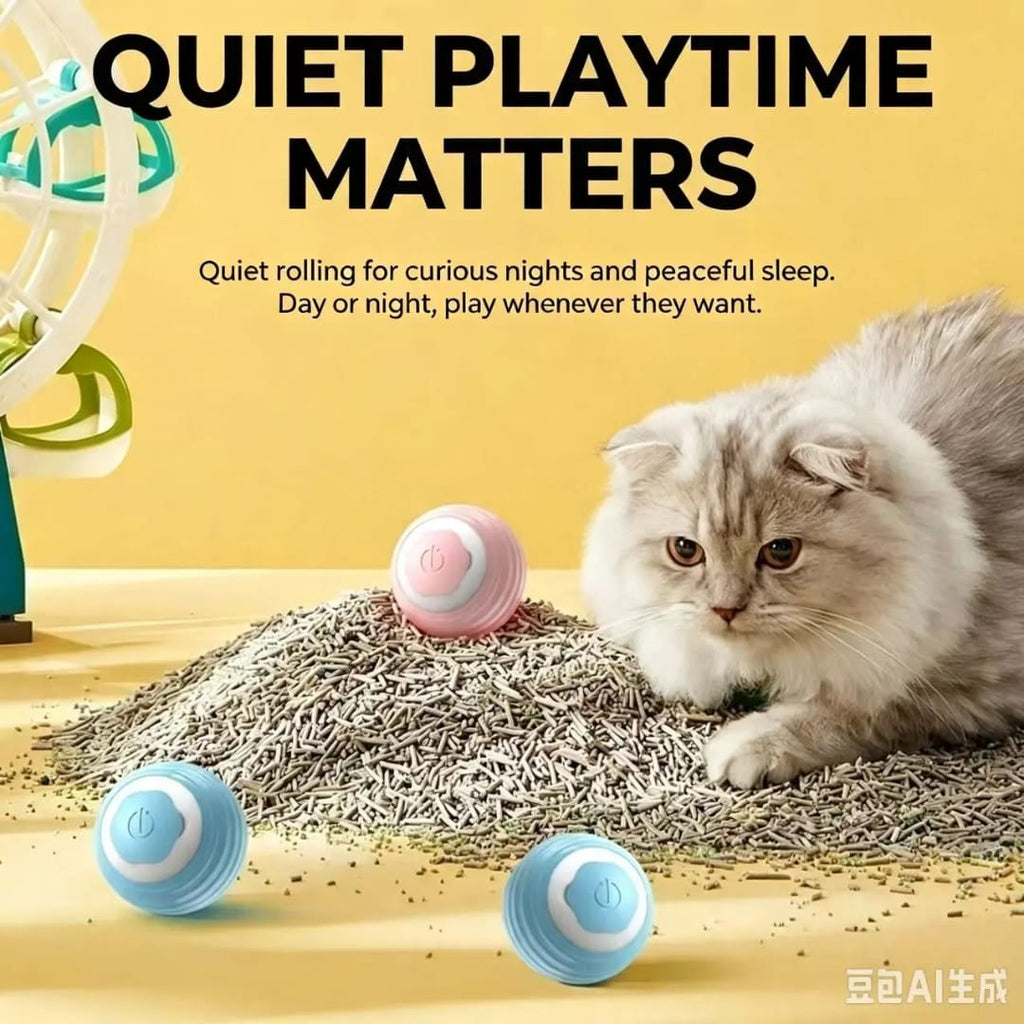 Interactive Automatic Rolling Cat Toy Ball | USB Rechargeable Smart Pet Ball with Obstacle Avoidance | Keep Cats Active & Entertained