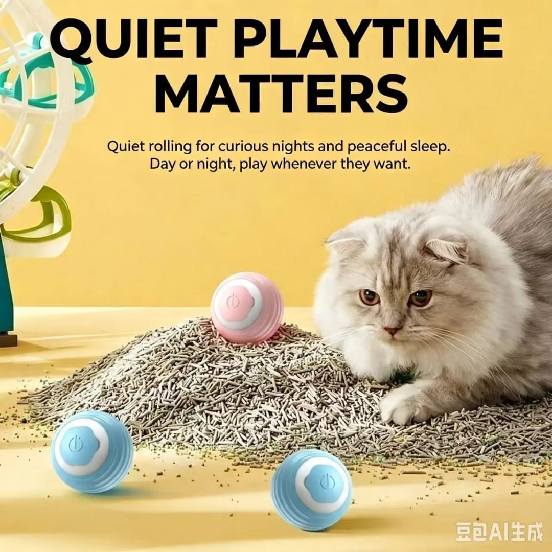 Interactive Automatic Rolling Cat Toy Ball | USB Rechargeable Smart Pet Ball with Obstacle Avoidance | Keep Cats Active & Entertained