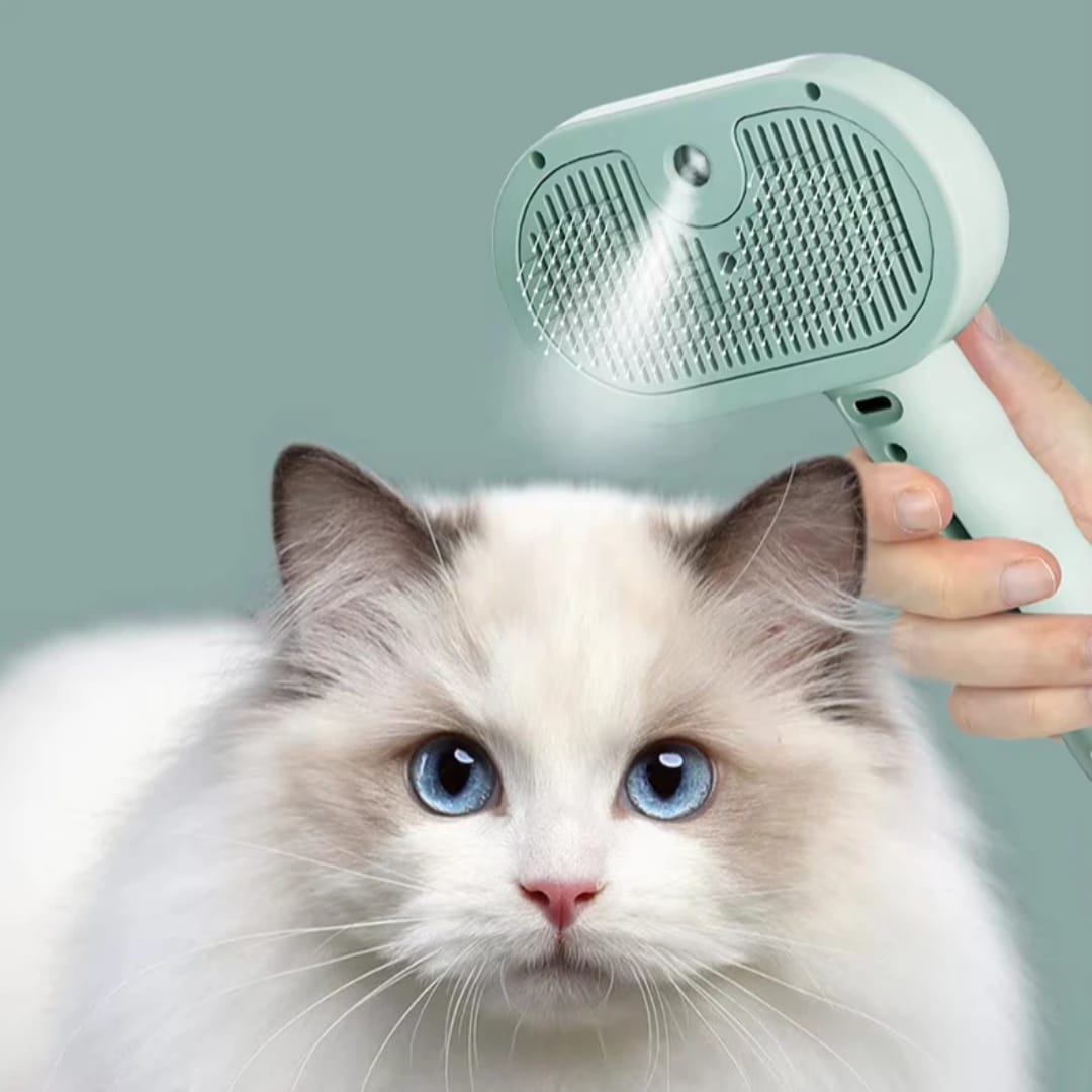 Pet Grooming Spray Massage Brush w/ 200mAh Battery Professional Grooming Tool Dogs Cats