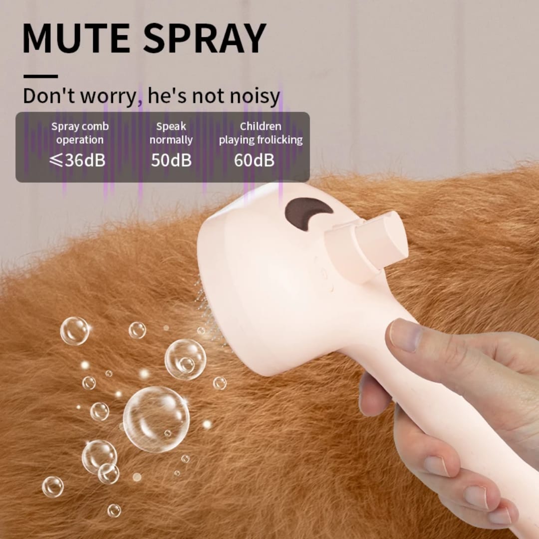Pet Grooming Spray Massage Brush w/ 200mAh Battery Professional Grooming Tool Dogs Cats