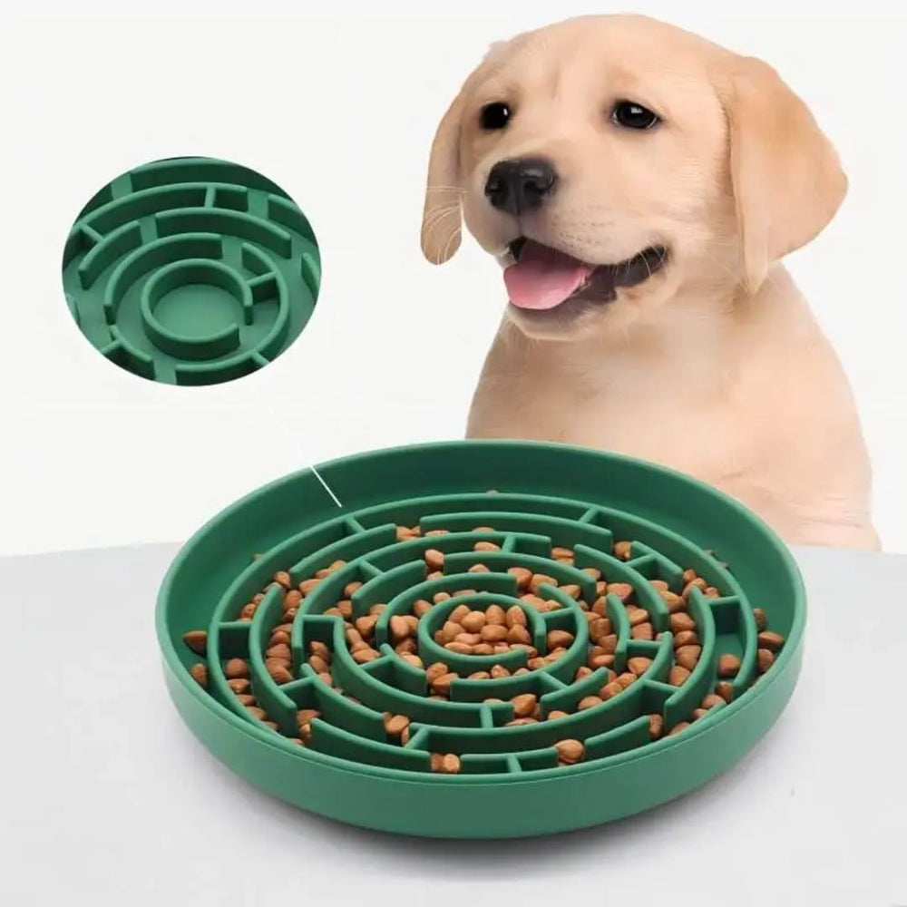 Spiral Maze Slow Feeder Bowl - Dogs & Cats Silicone Pet Dish
