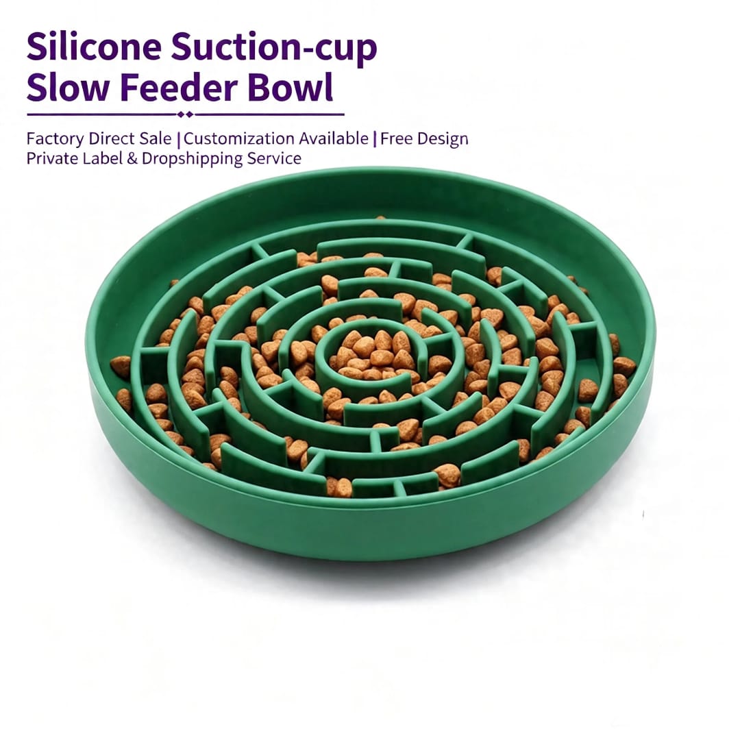 Spiral Maze Slow Feeder Bowl - Dogs & Cats Silicone Pet Dish