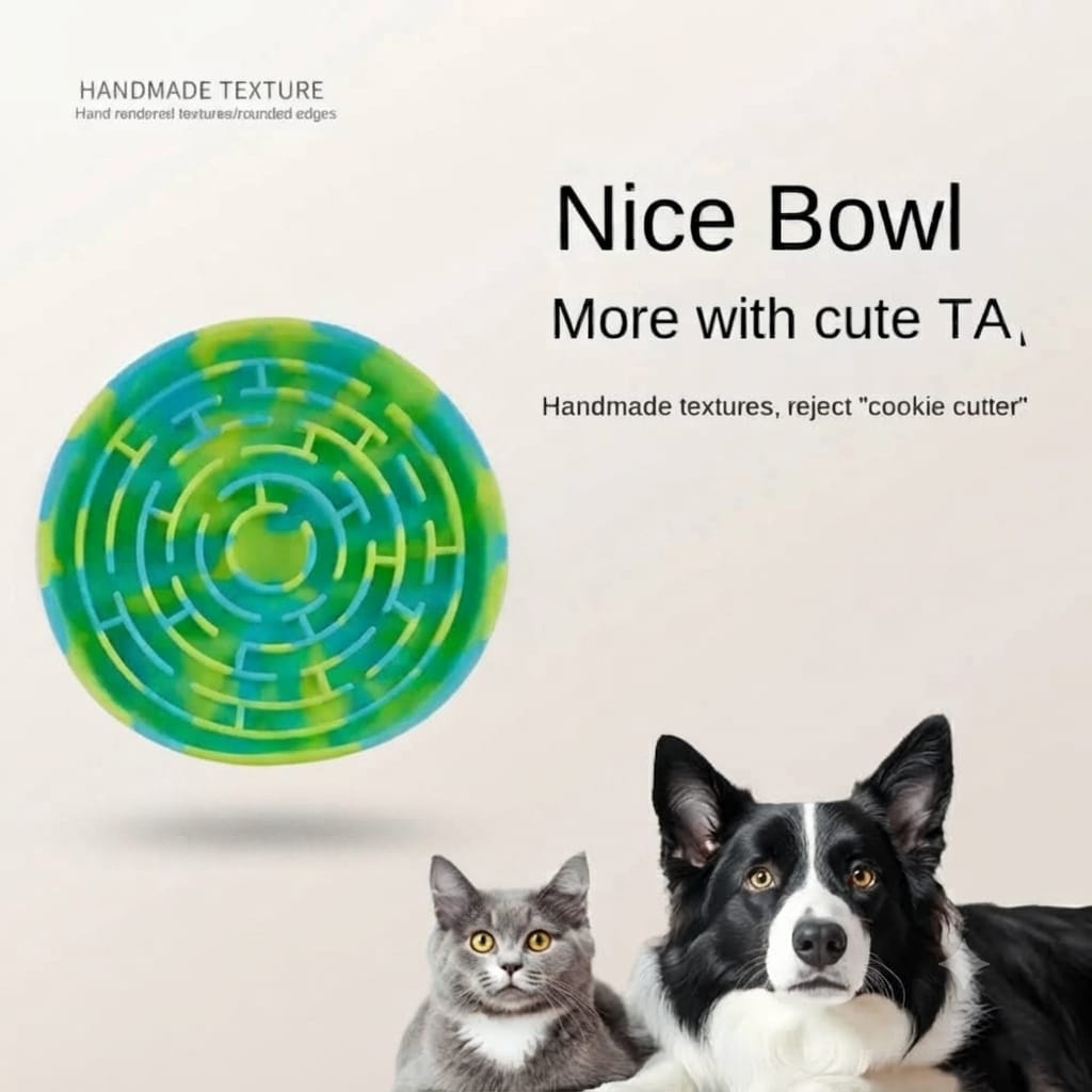 Spiral Maze Slow Feeder Bowl - Dogs & Cats Silicone Pet Dish