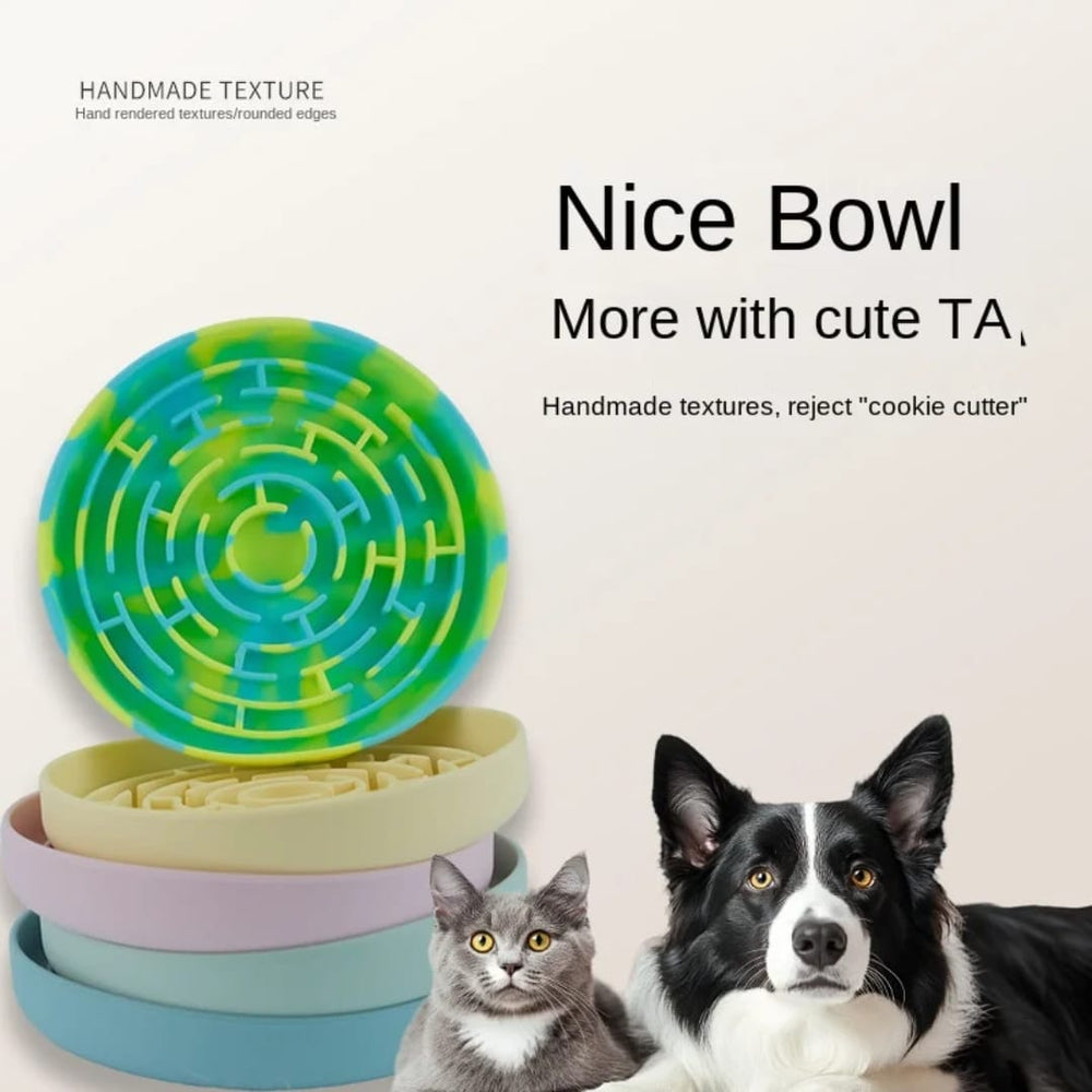 Spiral Maze Slow Feeder Bowl - Dogs & Cats Silicone Pet Dish