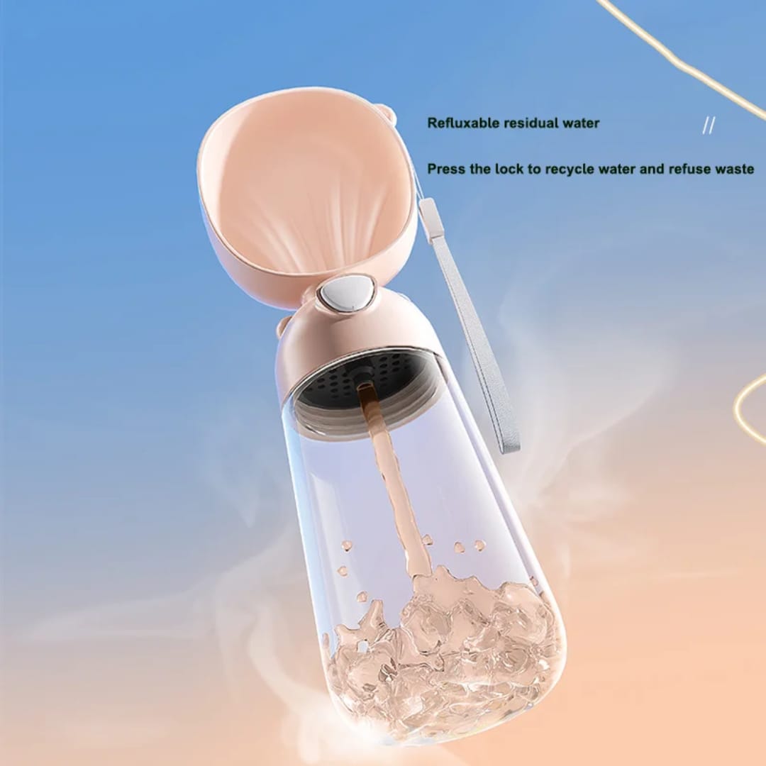 Portable Pet Water Bottle with Food Container | Travel Dog & Cat Water Dispenser | 2-in-1 On-the-Go Pet Care Bottle